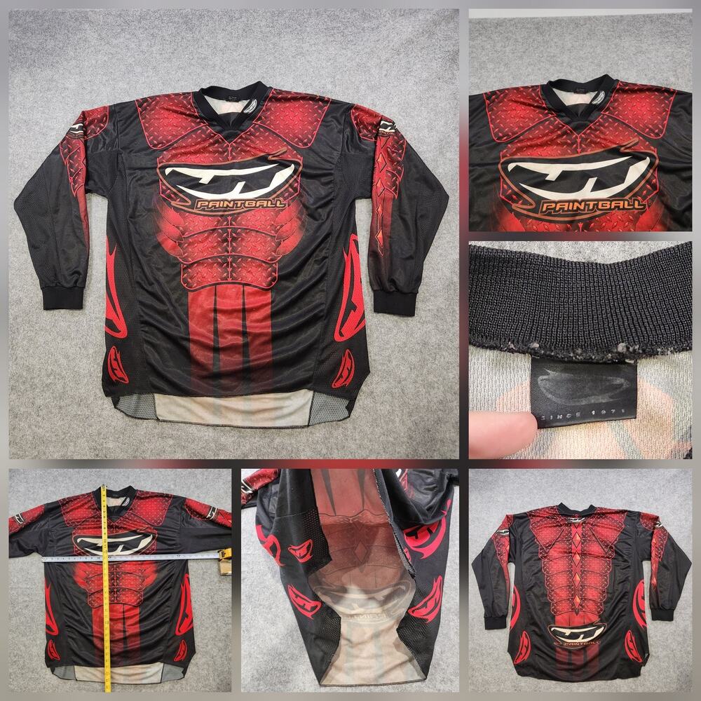JT Racing Paintball Jersey Mens L Large Red Black Diamond Plate‎ Armor VTG 2000s